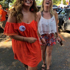 Orange Off The Shoulder Dress